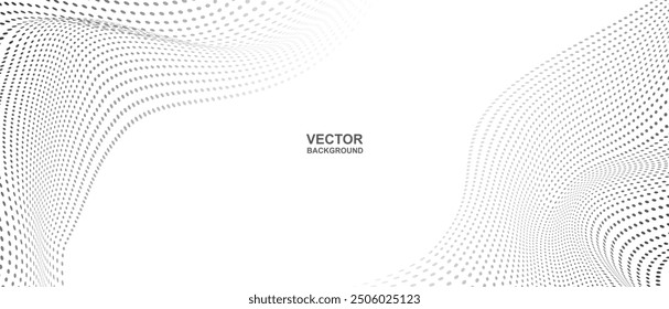 Abstract. Digital wavy doted white background. Technology concept. vector.