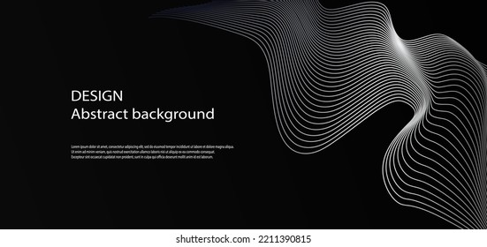 Abstract digital wavy lines on backgound with place for text. Tamplate for web banner, landing page, presentation, postcard, prints, poster.