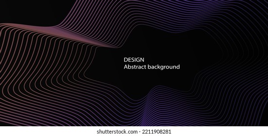 Abstract digital wavy lines on backgound with place for text. Tamplate for web banner, landing page, presentation, postcard, prints, poster.