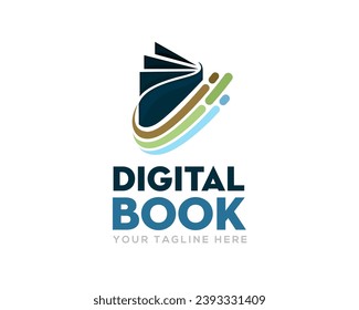 abstract digital wire connection book logo icon symbol design template illustration inspiration