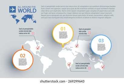 Abstract digital world map infographic.  Vector illustration