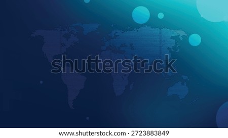 Abstract digital world map rendered with blue dots and a gradient background, featuring blurred circular elements, ideal for illustrating global networks, business, and technological communication