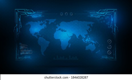 abstract digital world map technology sci fi design concept background eps 10 vector
