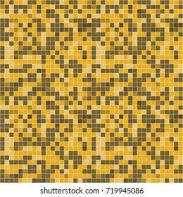Abstract digital yellow brown background with mesh of squares. Mosaic style. Geometric template. Cells.