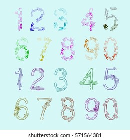 Abstract digits. Colored numbers. Vector illustration