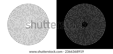 Abstract digits ONE and ZERO in circle over dark background. Big data or internet concept. A black figure on a white background and an equally white figure on the black side.