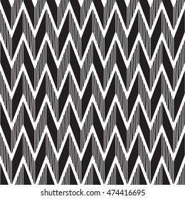 Abstract dimension black and white zigzag, Seamless pattern background.