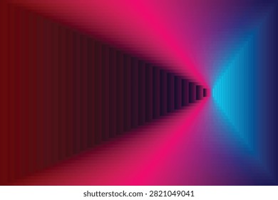 Abstract Dimensional Fade: A captivating abstract composition featuring a gradient of deep red, vibrant pink, and electric blue, creating a sense of depth and an illusionary tunnel effect.