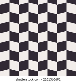 Abstract dimensional geometric square shape black and white color checkered pattern. Vector seamless background. Use for fabric, textile, interior decoration elements, upholstery, wrapping.