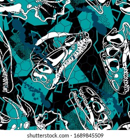 Abstract Dinosaur skull pattern. seamless pattern with skeletons for textiles, prints, wrapping paper, clothes and more