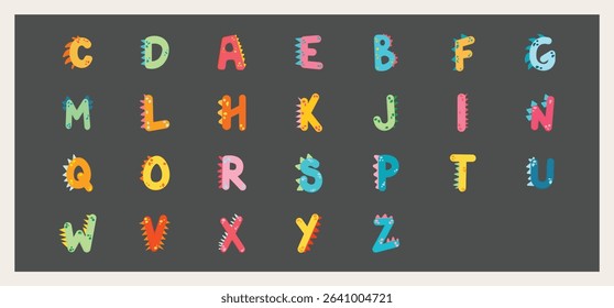 Abstract Dinosaur Themed Alphabet Letters for Kids Education and Fun Design