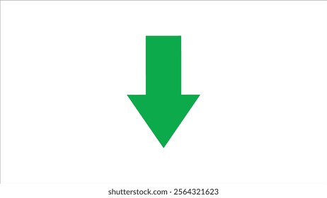 abstract directional arrow icon or swipe down arrow signal. Green Download Arrow Down Flat Icon On white Background. download icon sign. down arrows icon.