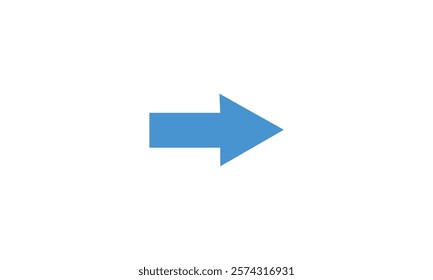 Abstract Directional arrow signal icon. Blue color simple straight arrow pointing to the right on black background. Right-Pointing Arrow.	