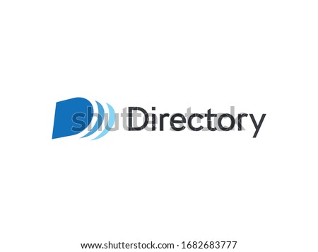 Abstract directory icon, blue cover and pages silhouette logo template, flat abstract emblem. Concept logotype design for networking, data bases, organize and research. Vector logo.