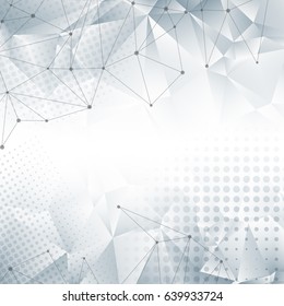 Abstract dirty background with triangles and halftone effect. Vector illustration.