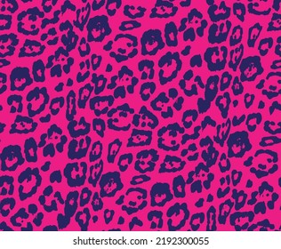 Abstract Dirty Leopard Jaguar Animal Skin Spots Seamless Pattern Monochrome Style Bright Trendy Fashion Colors Modern Design Perfect for Allover Fabric Print Fuchsia Tones