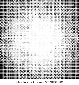 Abstract dirty monochrome halftone background. Vector black and white textured backdrop illustration for your grunge design.