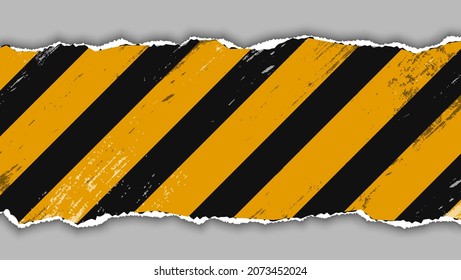 Abstract Dirty Stripes Yellow Black Paper Torn Design In White Background