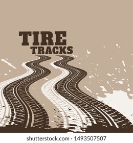 abstract dirty tire tracks print marks background
