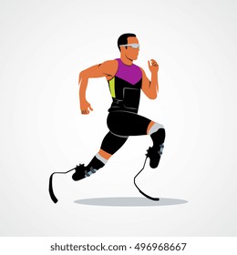 Abstract disabled athlete running. Branding Identity Corporate vector logo design template Isolated on a white background. Vector illustration.