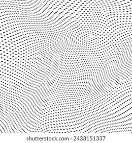 Abstrakt verschwindender Hintergrund. Perforation verzerrter gepunkteter Hintergrund. Hintergrund mit Transparenzeffekt. Abstrakter Hintergrund bestehend aus kleinen Punkten. 