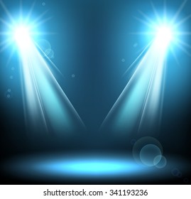 Abstract disco background with blue spot lights