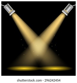 Abstract disco background with spot lights and bright rays.