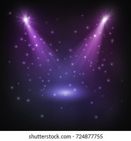 Abstract disco background with spot lights and bright rays.