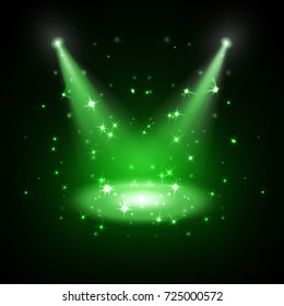 Abstract disco background with spot lights and bright rays.