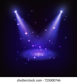 Abstract disco background with spot lights and bright rays.