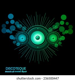 Abstract disco club flayer with colorful  elements. Ideal for poster and music background.