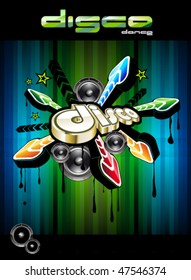 Resumen Disco Dance Event Background con elementos de diseño musical