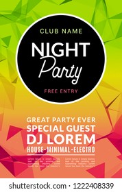 Abstract disco dance night party poster brochure design backgorund. Creaive flyer music show entertainment night club.