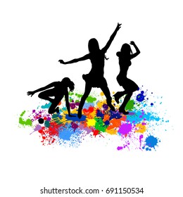 Abstract disco dancing girls. Vector