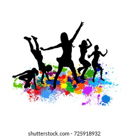 Abstract disco dancing girls. Vector