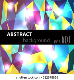 Abstract disco glowing polygonal  background. Vector illustration. EPS