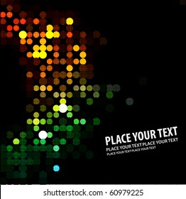 Abstract disco light dots pattern on dark vector background.