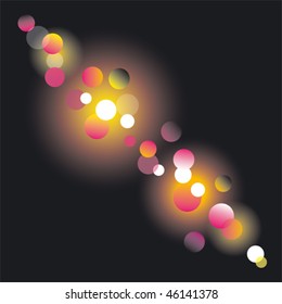 Abstract disco lights dots pattern on black background