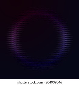 Abstract disco neon circle. Vector illustration.
