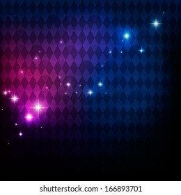 Abstract disco party background with geometric pattern and flashes