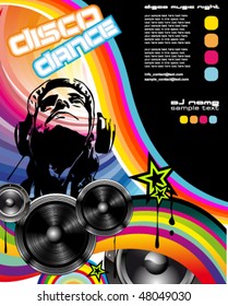Abstract Discoteque promotional event Flyer with Dj Shape and colorful design elements