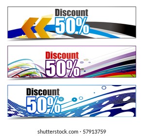 Abstract discount banners on different themes, multi-colored, vector illustration.