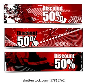 Abstract discount banners on different themes, multi-colored, vector illustration.