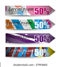 Abstract discount banners on different themes, multi-colored, vector illustration.