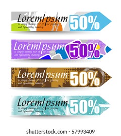 Abstract discount banners on different themes, multi-colored, vector illustration.