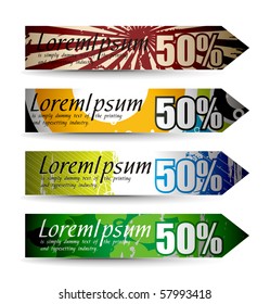 Abstract discount banners on different themes, multi-colored, vector illustration.