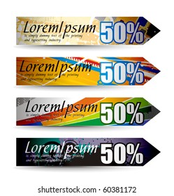 Abstract discount banners on different themes, multi-colored, vector illustration.