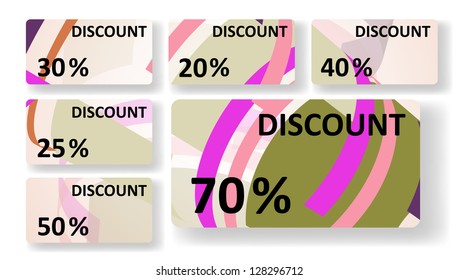 Abstract discount cards.