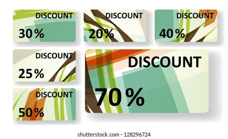 Abstract discount cards.