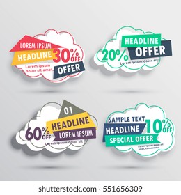 abstract discount and offers cloud stickers